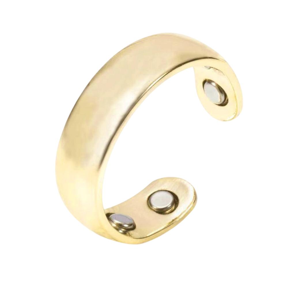 Magnetic Open Ring - Electroplated Band With Double Magnet Closure, A Stylish Stackable Piece Of Jewelry Suitable For Both Men And Women.