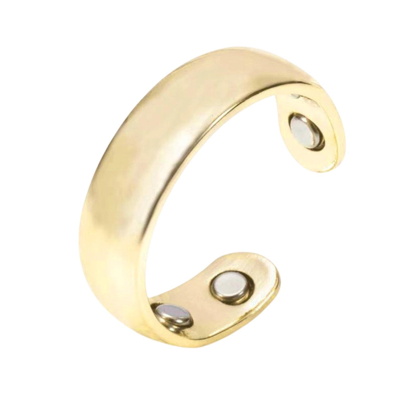 

Magnetic Open Ring - Electroplated Band With Double Magnet Closure, A Stylish Stackable Piece Of Jewelry Suitable For Both Men And Women. золотий