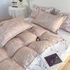 4 in 1 Full Garterize Bedding Set Fitted Bed Sheet Comforter Cover Pillowcase Single Double Queen HomeDecor