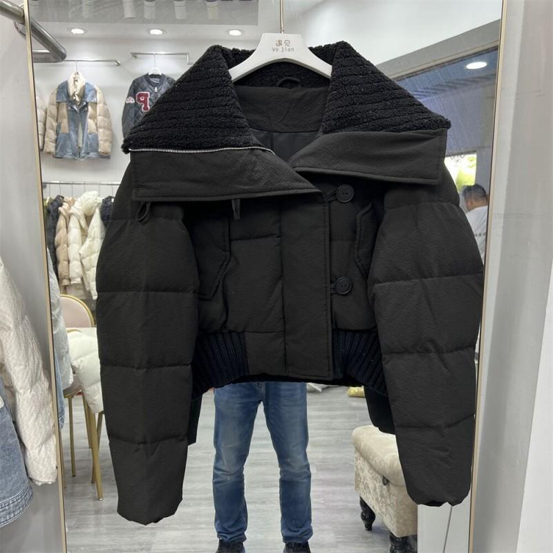 Womens Short Puffer Jacket Winter 2026 Warm Thick Cotton-Padded Coat Loose Fit Stand Collar Zip Front