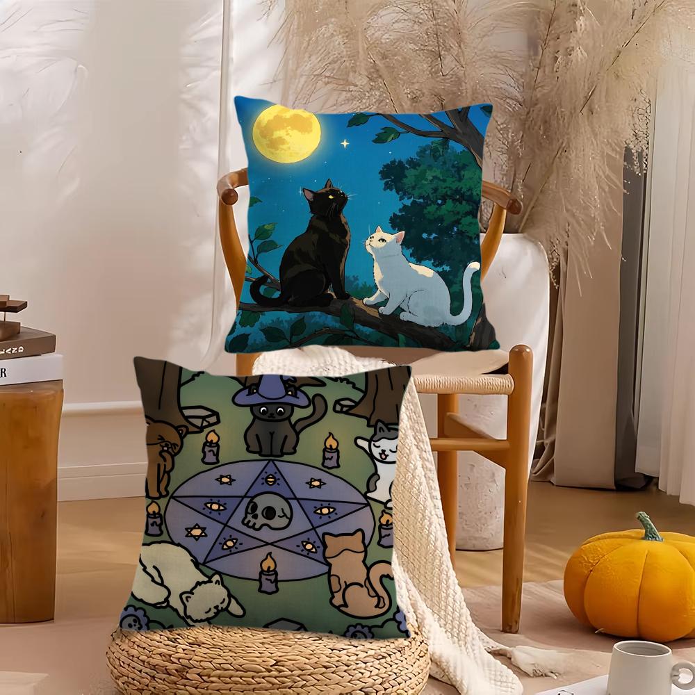 Wizard Cat Cushion Cover Soft Plush Throw Pillow Cover | Double-Sided Decorative Cushion Case | Sofa Bedroom Home Decor