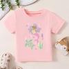 Kids Summer Crew Neck Short Sleeve T-Shirt with Cartoon Mermaid Print