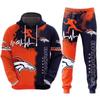 NFL Football Tracksuit Set 3D Print Hoodie Loose Pants Mens Sportswear
