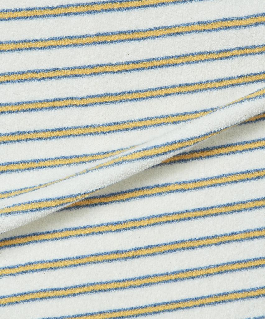 BEYOND CLOSET [Collection Line] Toweling Fabric Stripe Open Collar Short Sleeve Shirt Yellow