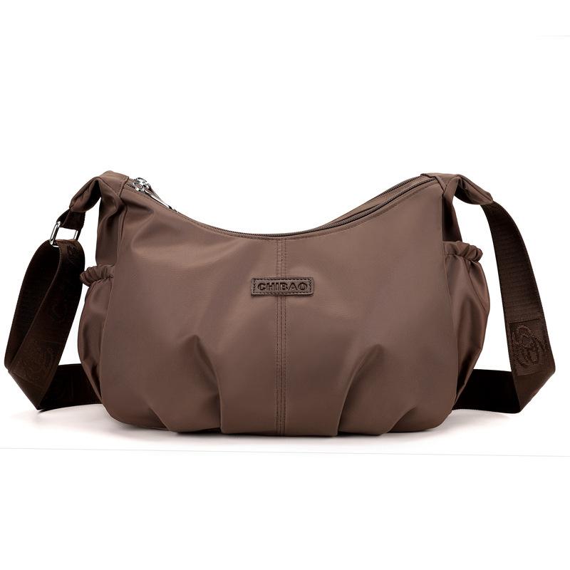 Stylish and Simple Pleated Messenger Bag Women's Large-capacity Versatile Niche Shoulder Bag Nylon Cloth Versatile Commuter Bag