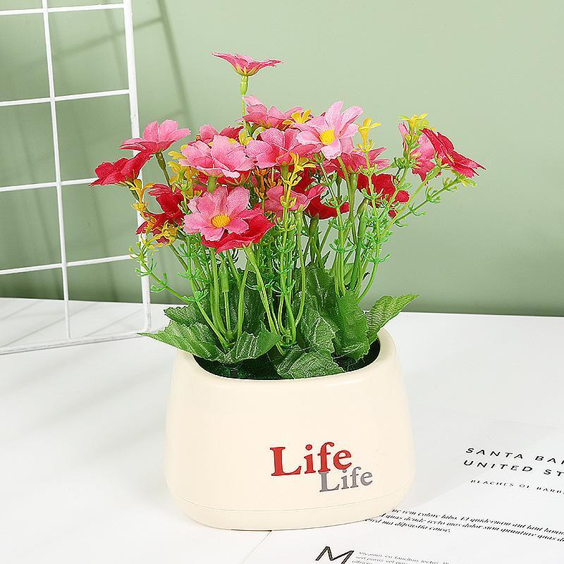 Artificial Potted Flowers No Wilting Needed Vibrant Multicolor Blooms Realistic Fake Plants for Home Office Desk Decor