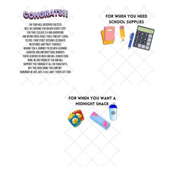 1Pc/2Pcs 16 Pages College Survival Gift Card Book College Students Birthday Gift Cards Organizer for High School Graduation Student Leaving Home Gifts