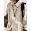 Japanese Vintage Tooling Shirt for Men In Spring and Autumn with Loose American Silhouette Long-sleeved Design Shirt
