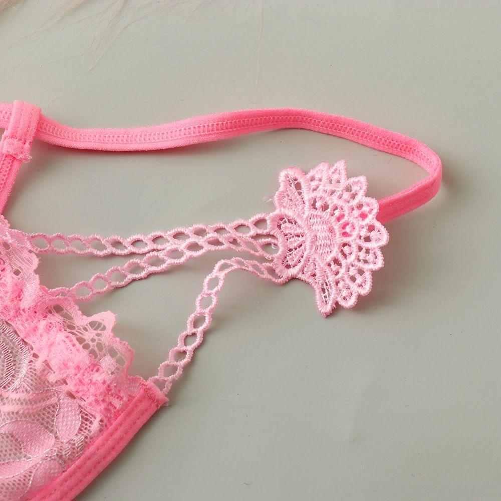 Fashion T-back Low Waist Briefs Women Erotic Lingerie Lace Flowers G-string Sexy Panties