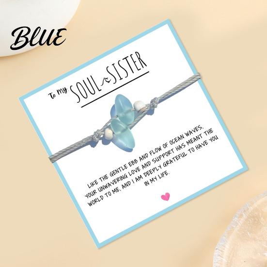 Blue And White Bead Bracelet Soul Sister Handmade Adjustable Ocean-Inspired