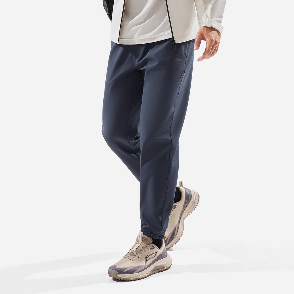 Li Ning Fitness Series Minimalist Brand Logo Comfortable Versatile Sports Lace-Up Casual Pants Men Pants AYKV727-4