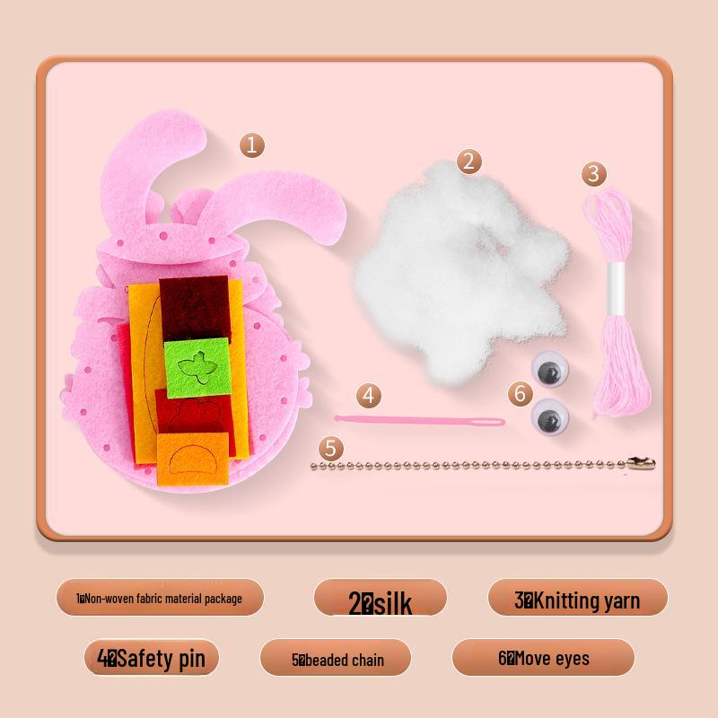Kit de manualidades para llaveros de animales DIY para niños: Adornos Creativos de Costura No Tejidos