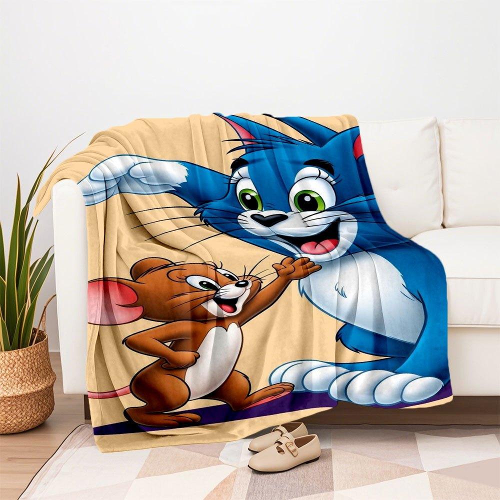 Tom and Jerry Kids Cartoon Wallpapers for PhoneBlanket Flannel Throw Blanket for Sofa, Bed, Travel, Camping, Office