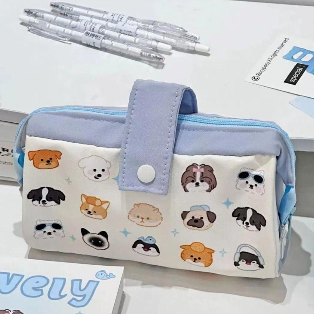

Canvas Pen Bag Large Capacity Pen Box Cartoon Pencil Case School Office Supplies