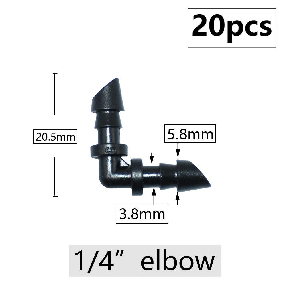 20pcs 3mm 4mm Garden Hose Barb Connector Drip Irrigation 1/4'' & 1/8'' Tube Hose Fitting Tees Cross Eng Plug Barb Accessories