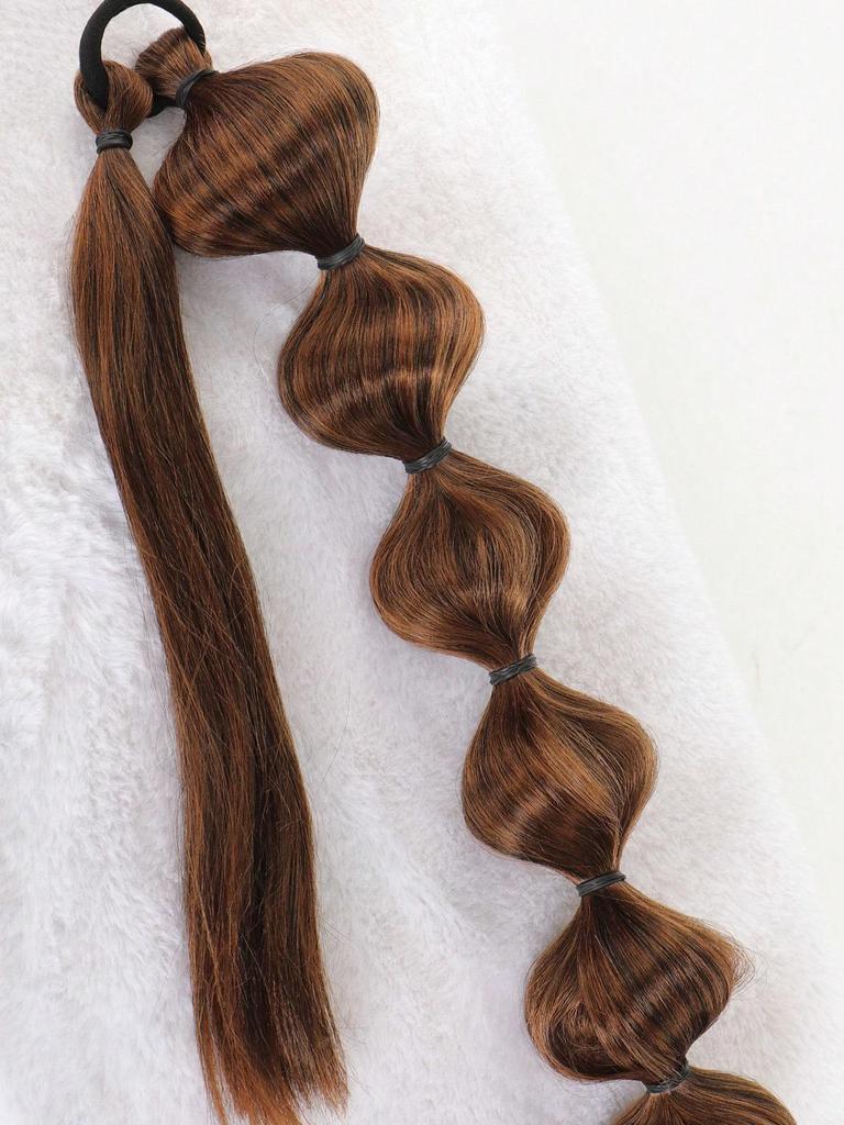 Synthetic Hair Extensions Bubble Braid Ponytail Afro Bubble Long Ponytail 30 Inch Wrap Around Lantern Pony Tail For Women Daily Used