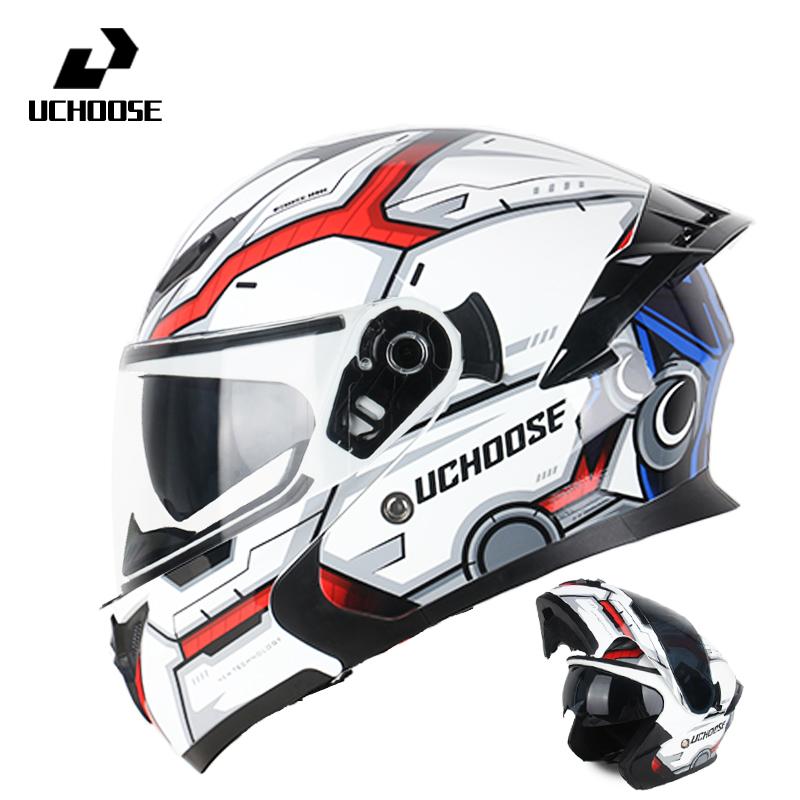 Uchoose DOT Modular Helmet Full Face Helmets Crash Motorbike Protective Gear Unisex Flip Up Helmet Motorcycle Double Sun Visor
