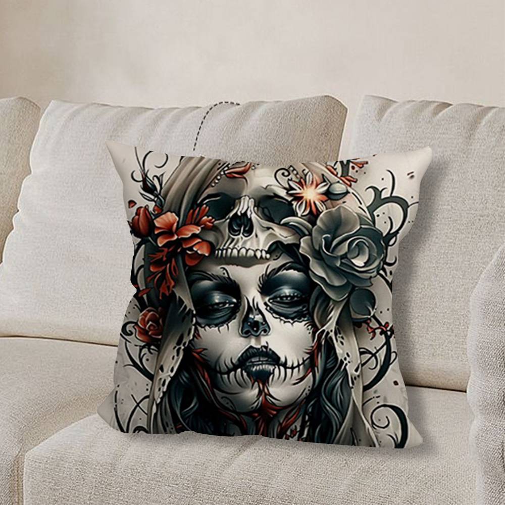 S-Skull Girl Catrina R-RoseS Pillow Case Pillow Case Living Room Sofa Cushion Cover Suitable For Home Bedroom Room Decoration