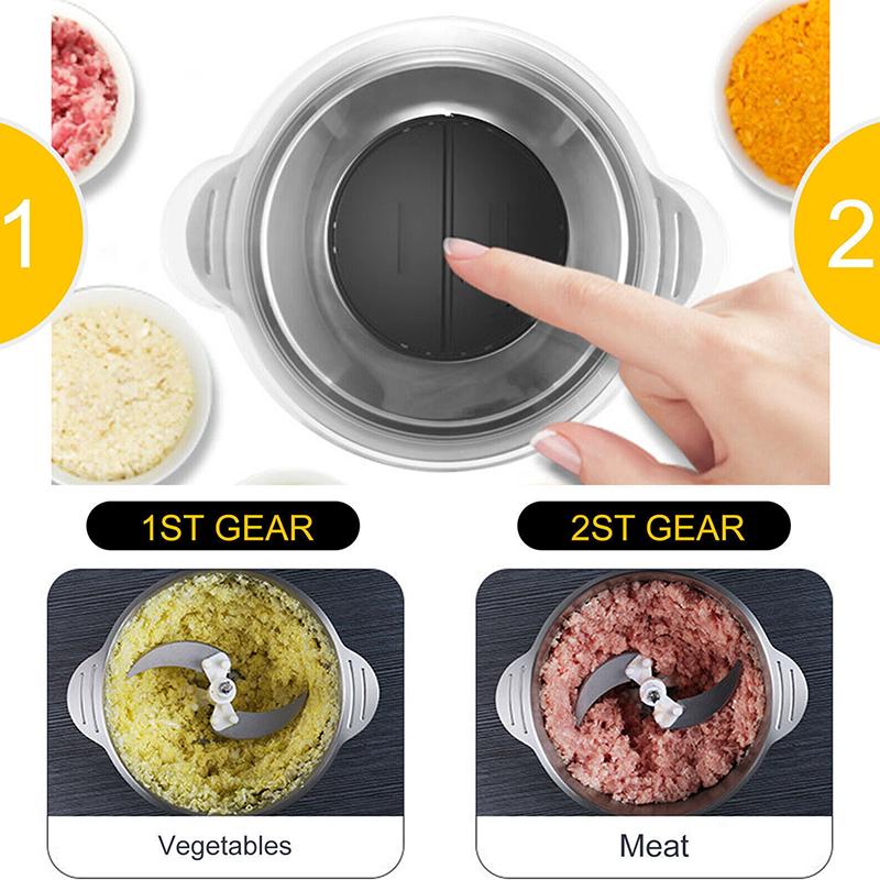 Elektrischer Fleischwolf 2L Großes Haushaltsvolumen Edelstahl 2 Gänge 300W Hohe Leistung Küchenkocher Mixer