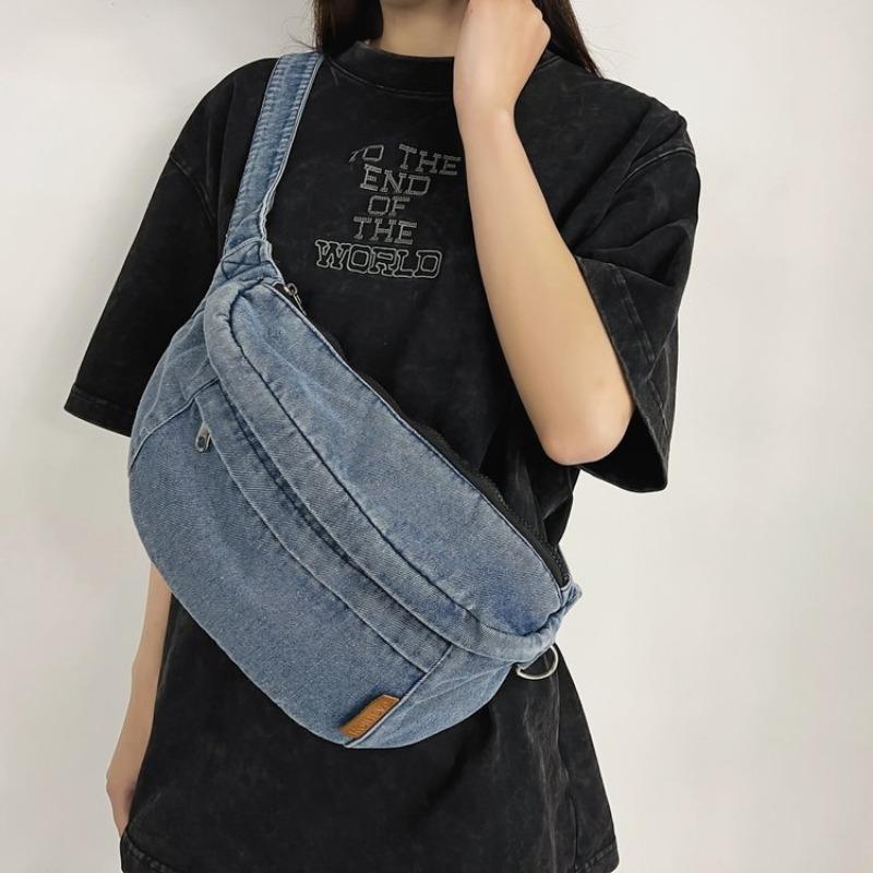 Nuovo Filo da Cucito Cerniera in Denim Marsupi da Donna Borse a Spalla Neutre Ccise Borse a Tracolla per Giovani Femminili Marca 2026