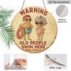 2D Flat 1pc, 8x8 In, Elderly Swimming Warning Aluminum Metal Sign - Vintage Swimming Pool Decor with Funny Elderly People Design, Rustic Iron Wall