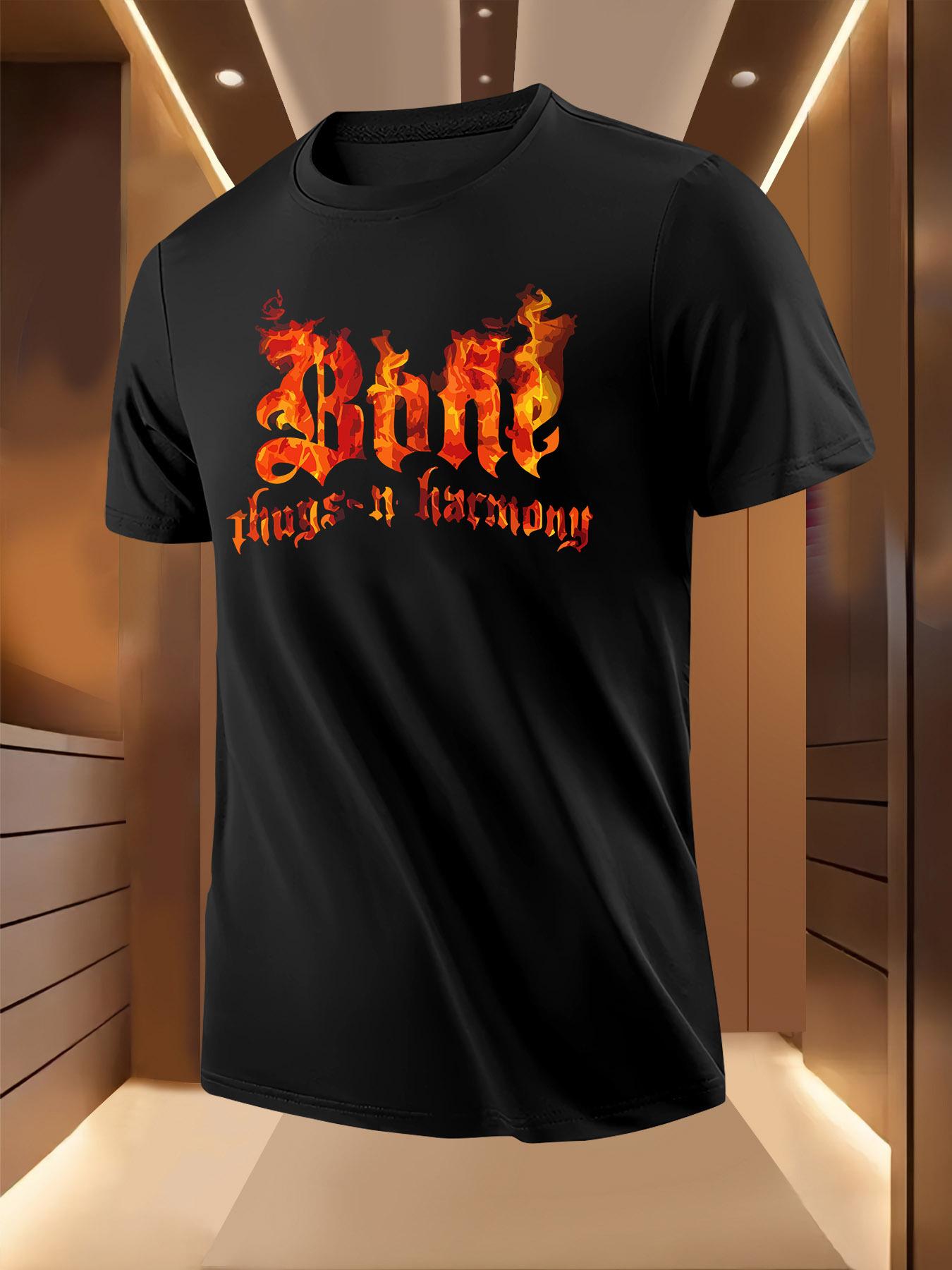 Graphic Tshirt - Bold Flame Lettering Front Print - Light... M