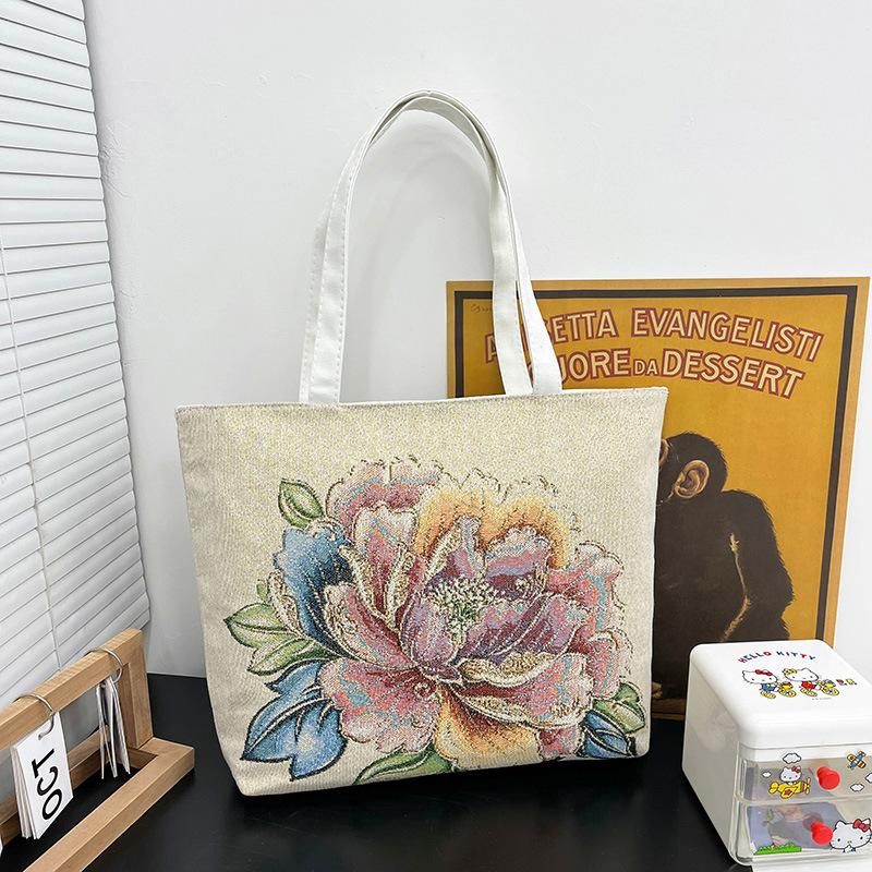 

Hand-held Bento Bag Student Bag Embroidered Girl Bag Single-shoulder Bag