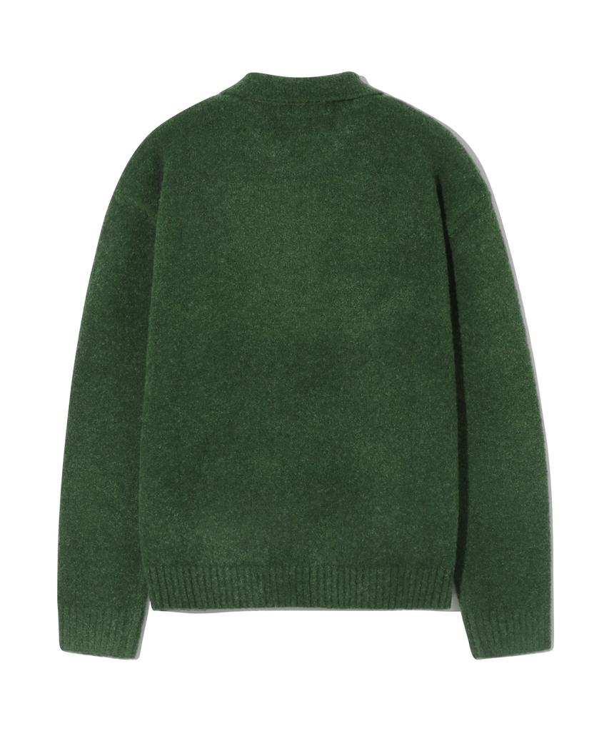 Trillion Wool Boucle Collar Cardigan Knit (Forest Green)