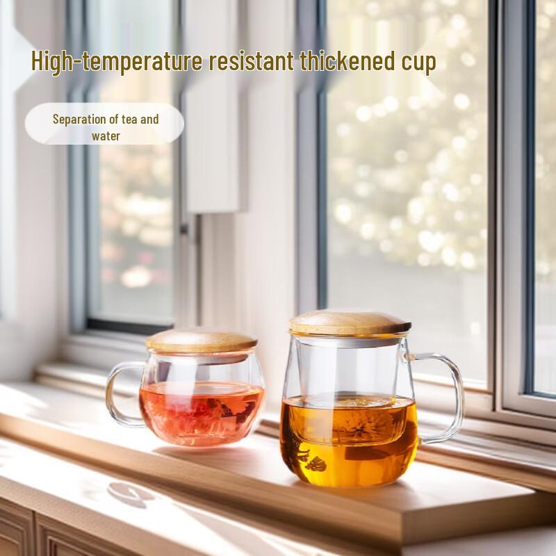 Heat-Resistant Glass Tea Infuser Mug with Bamboo Lid