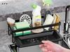 Organizer Basket Shelf for Sink with Drainer for Sponges, Black Washing Liquid