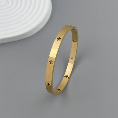 Neues Fünfzackiger Stern Edelstahl Vergoldetes Damenarmband, Hochwertiges Wasserdichtes Metallarmband, Party Schmuck