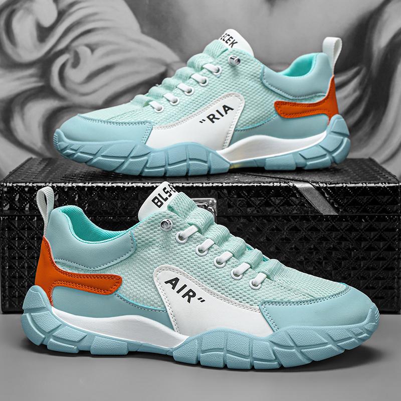 

New Men Shoes Casual Shoes Leather Lace-Up Casual Sports Shoes Outdoor Wear-Resistant Vulcanized Shoes High-Quality Men Shoes 44 синій