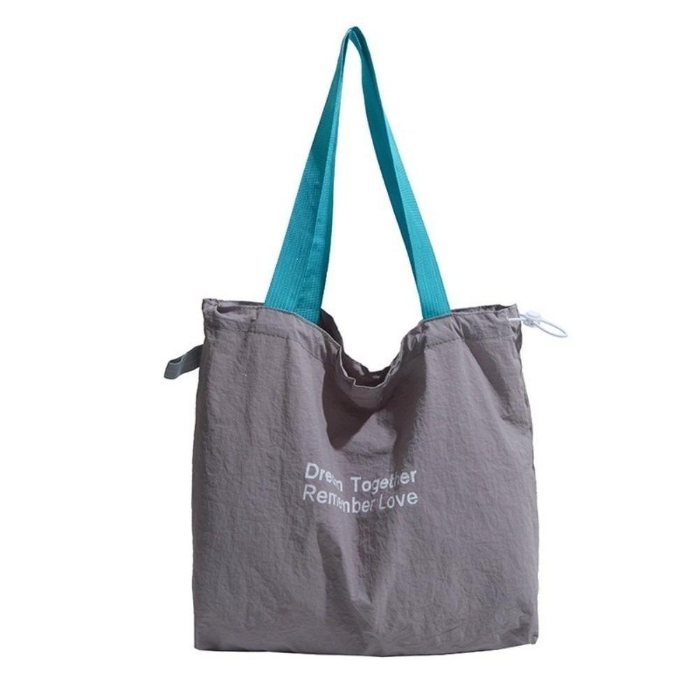 Magnetic Buckle Shoulder Bucket Bag Letter Shopping Handbag Women Purse Drawstring Tote Bag Women серый