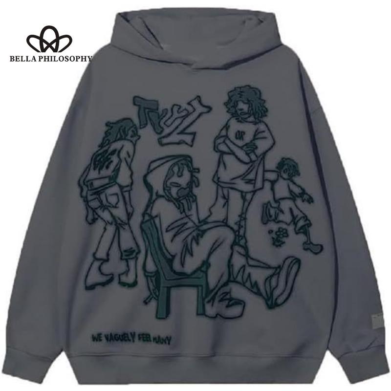 Y2K Graffiti Street Volný čas Sportovní Mikina Volný Kreslený Potisk Svetr Svetr Hip Hop Pánské a Dámské