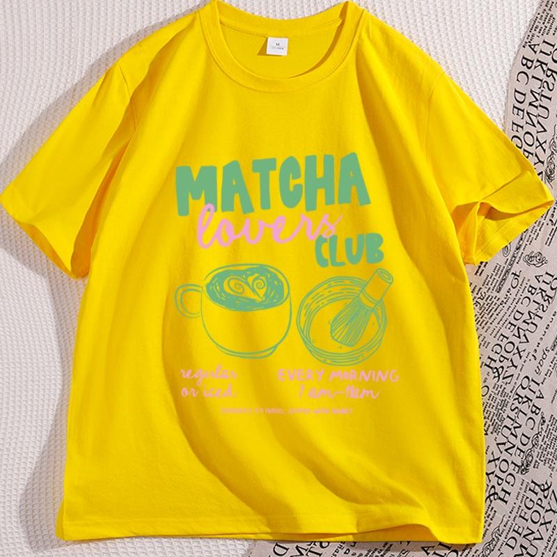 Matcha Lovers Club Tee Oversized T Shirt Cafe Aesthetic Graphic Tee Funny Tea TShirt for Men Women Streetwear