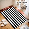 Black and White Striped Doormat, Modern Geometric Indoor Outdoor Entrance Non Slip Rug, Washable Kitchen Area Carpet