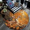 Autumnal Fawn Round Area Rug,Carpet Rug for Living Room Bedroom Sofa Playroom Decor,Non-slip Floor Mat