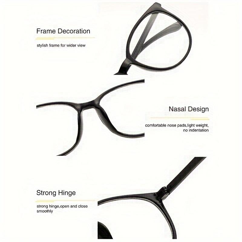 4-Pack Minimalist Oval Frame Clear Lens Glasses for Women Fashionable Full Rim Plastic Eyewear Lightweight