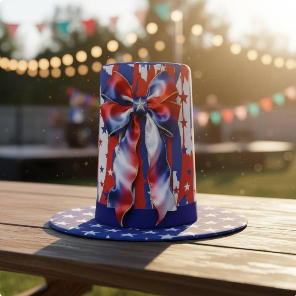 Independence Day Hat Comfortable United States Flag Tall Hat Costume Accessory Breathable Sponge Material for Adults, Parties