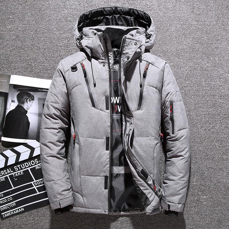 Winter Thickened Men Down Jacket Climbing Hunting Hooded Warm White Duck Down Coat Man Casual Lightweight Puffer Jacket Ski Snow