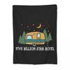 Camping Happy Camper Blanket Soft Warm Flannel Throw Blanket Plush for Bed Travel Home Sofa