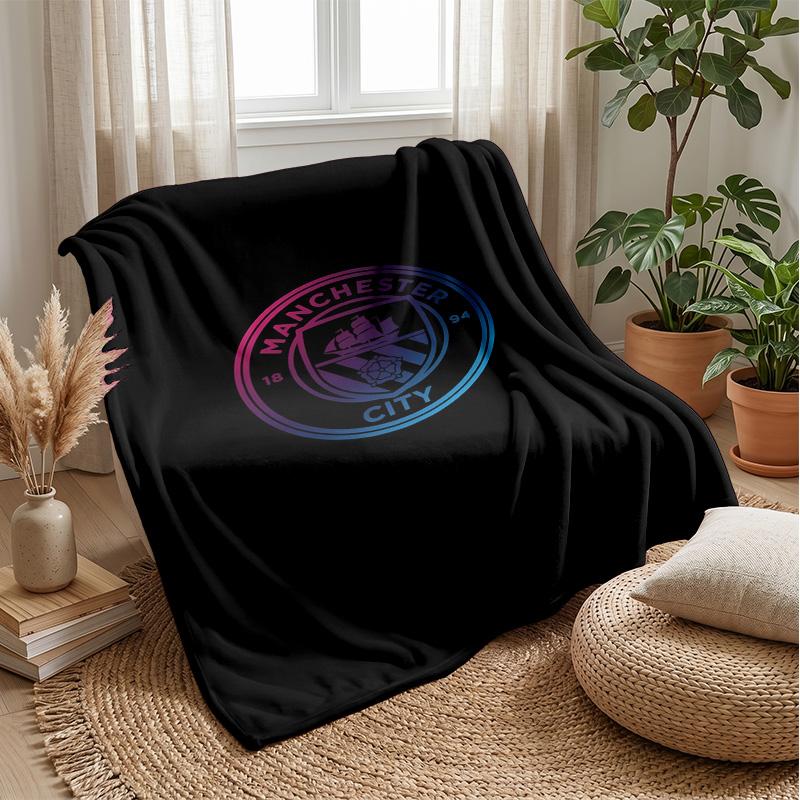 Manchester City Theme Blanket Soft Flannel Fleece Blanket Warm Lightweight Throw Blanket for Home Sofa Bed