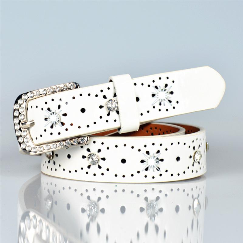 

Женский пояс, инкрустированный стразами, пояс для юбки, универсальный модный молодежный пояс 110cm белый