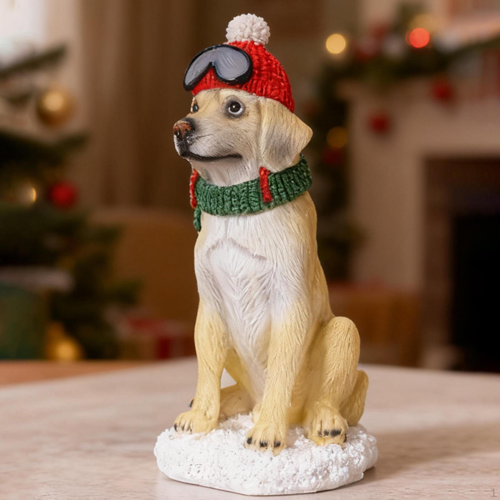 

Рождественская фигурка собаки Животное Украшение Милое Настольное украшение Декоративное Мультяшное Праздничный Подарок Креативное чёрный