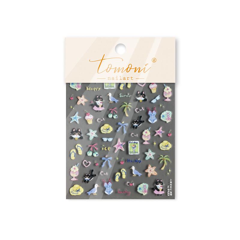 

Tomoni Thin & Tough Nail Stickers: Internet Celebrity Style, Cute Children s & Seaside Sunset Designs, Mixed Pack