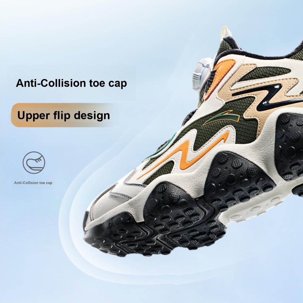 Anta Kids Panstone Trendy Fashion Thickened Non-Slip Durable Low-Top Casual Shoes Kids Sneaker Green White Gray A12446922-2