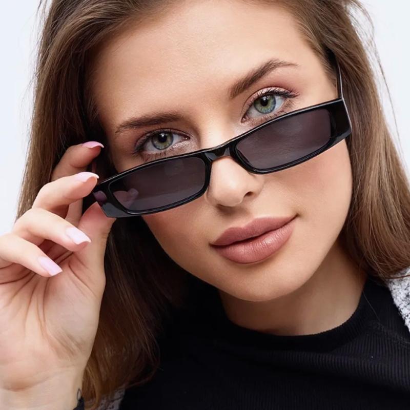 Protective Glasses 3pcs New Women Narrow Frame Square Frame Sun Glasses Simple Style UV400 Shades Black Lens Sunglasses