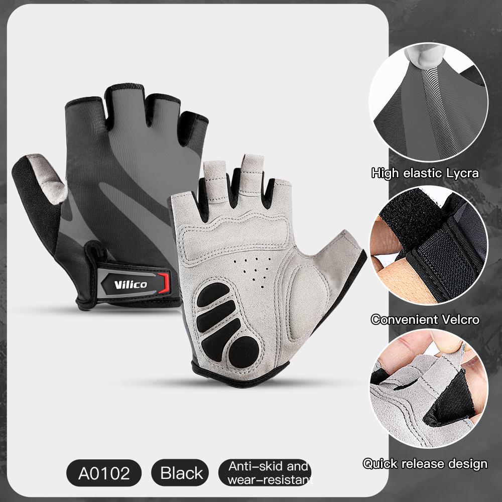 Summer Cycling Gloves Half Finger Shock Absorbing Breathable for Outdoor Road Bike Riding Anti-Slip Durable Sports Grip Wear