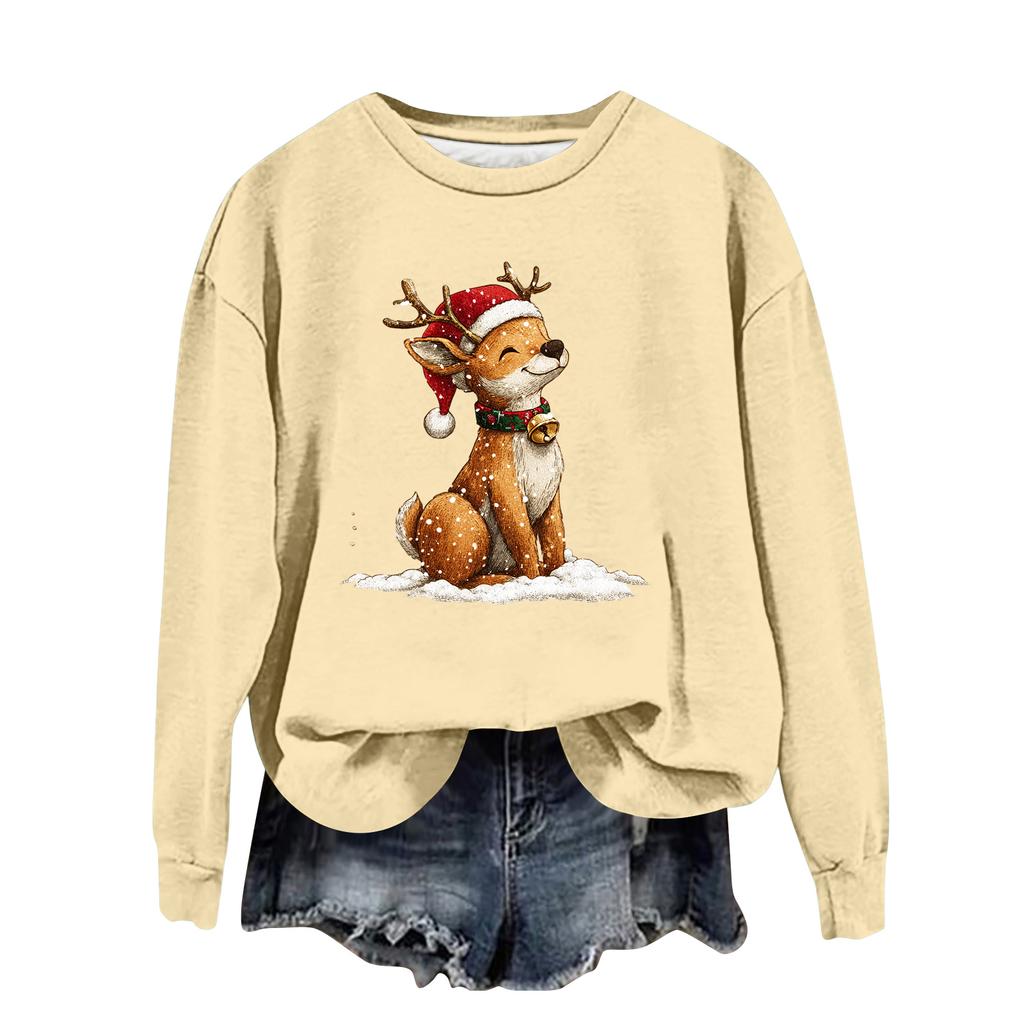 Women's Fashion Casual Long Sleeve Loose Christmas Printed Sweatshirt