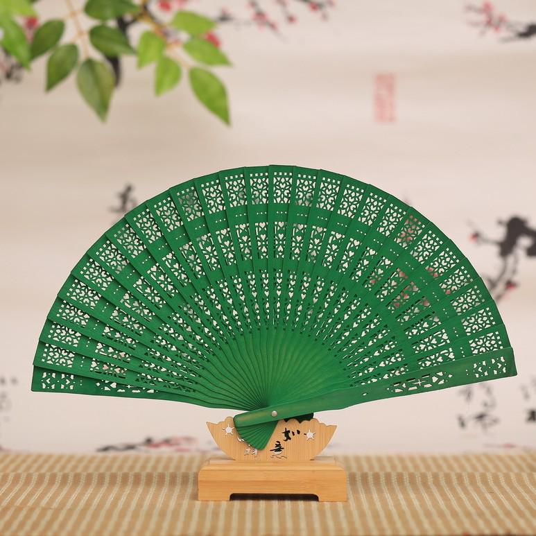 8-inch Colorful Scented Sandalwood Folding Fan - Imitation Sandalwood Gift Fan